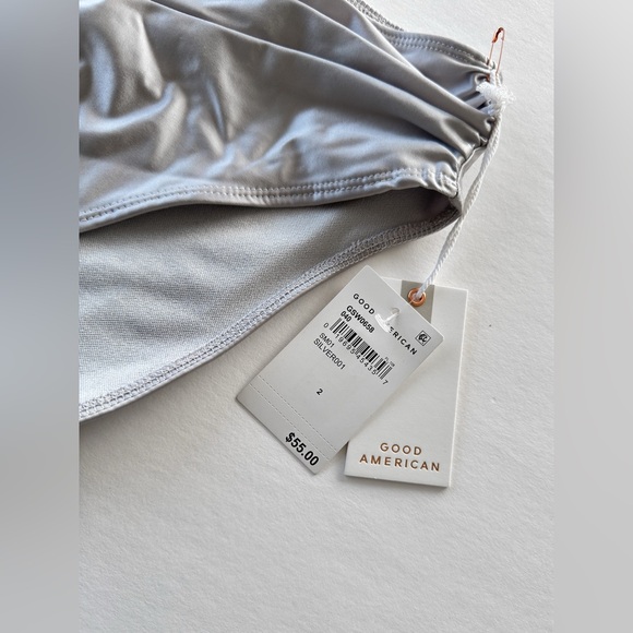 Good American Good Waist Ruched Bikini Bottom, New With Tags, Silver - Picture 5 of 10